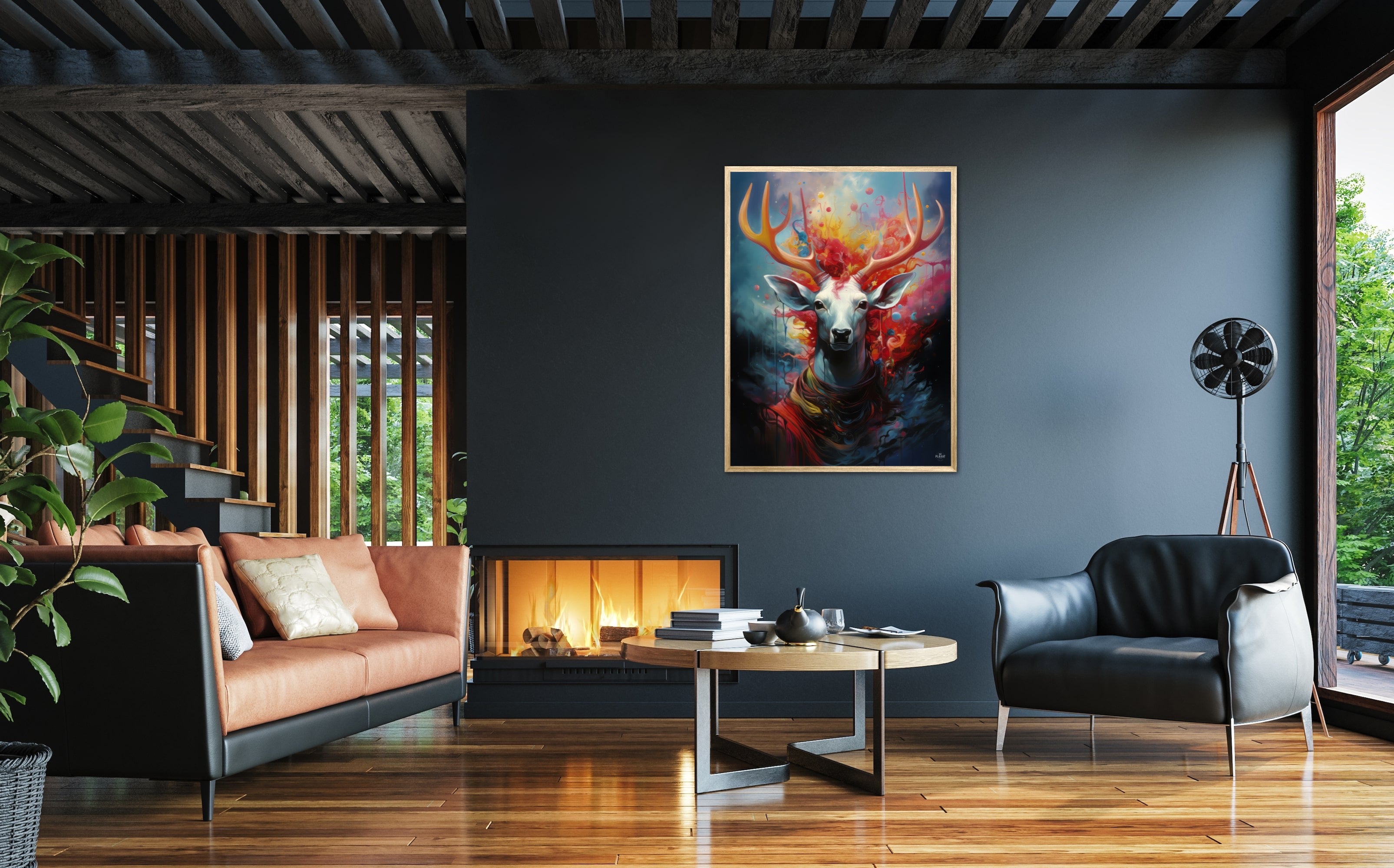 Nebulous Beauty Stag's Dynamic Pose - Plakat