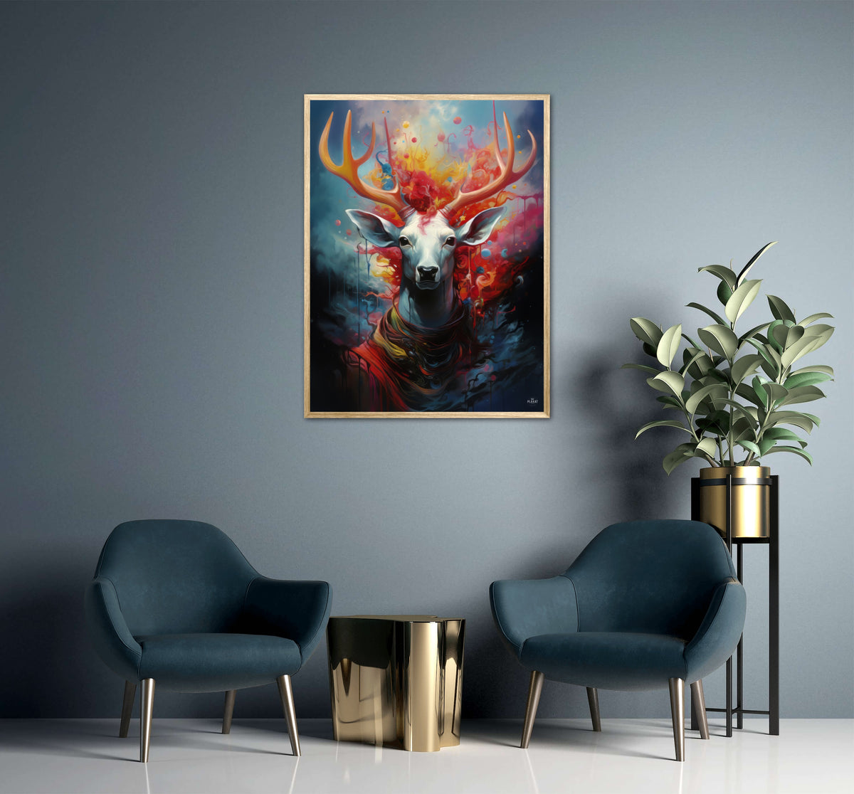 Nebulous Beauty Stag's Dynamic Pose - Plakat