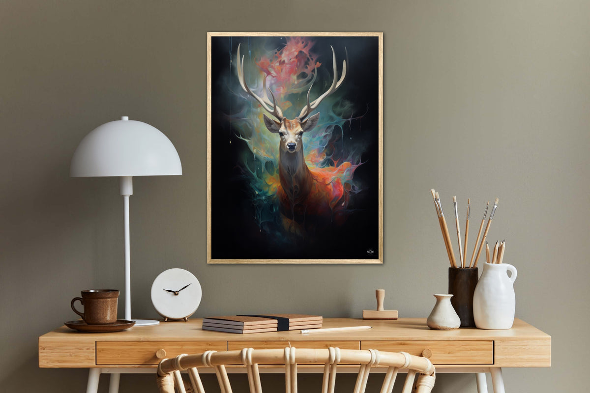 Stag's Radiant Rainbow Journey - Plakat