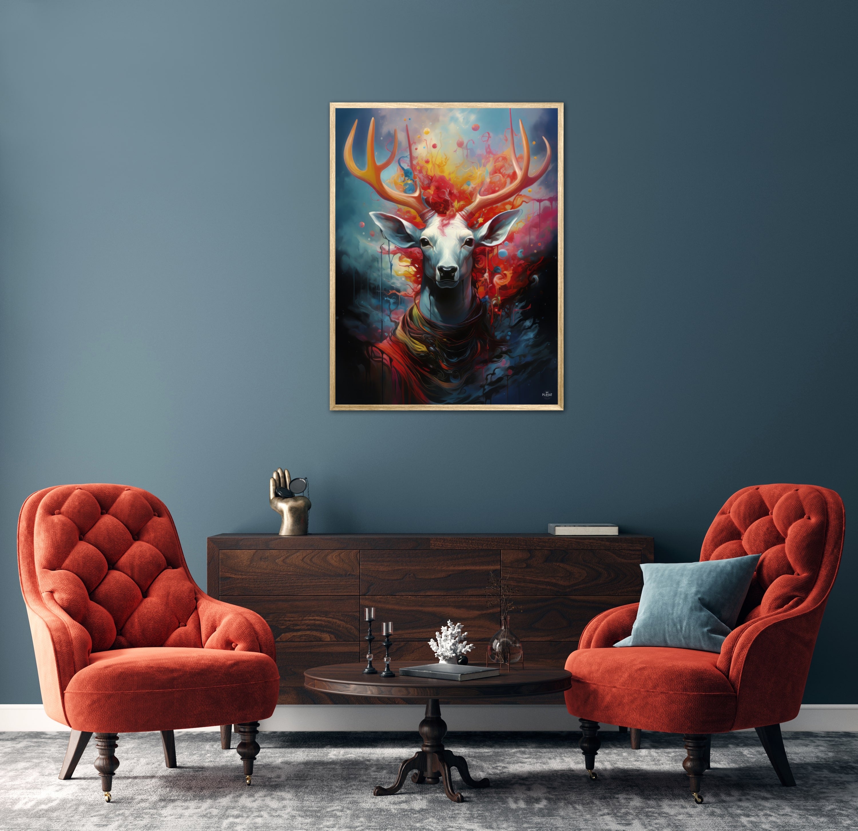 Nebulous Beauty Stag's Dynamic Pose - Plakat