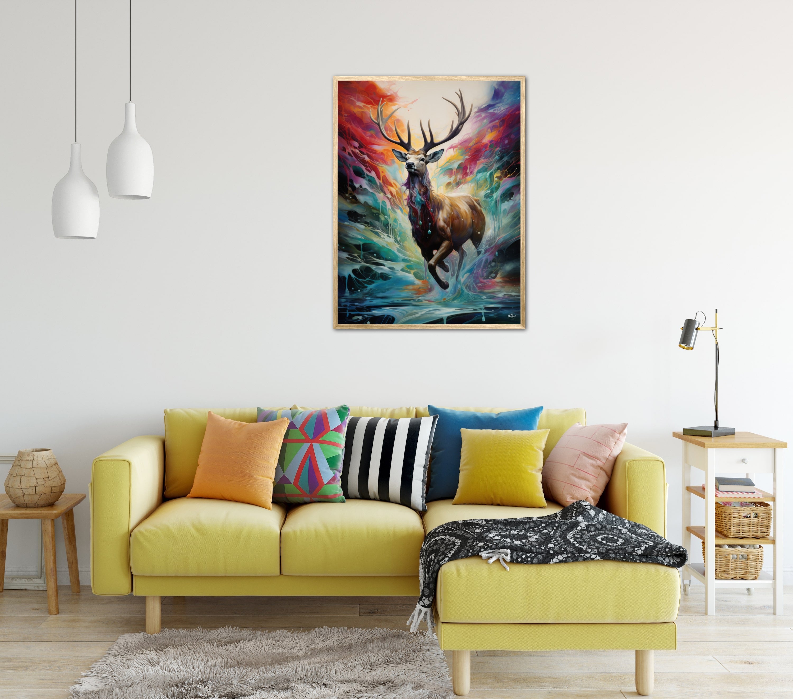 Majestic Stag in the Rainbow's Embrace - Plakat