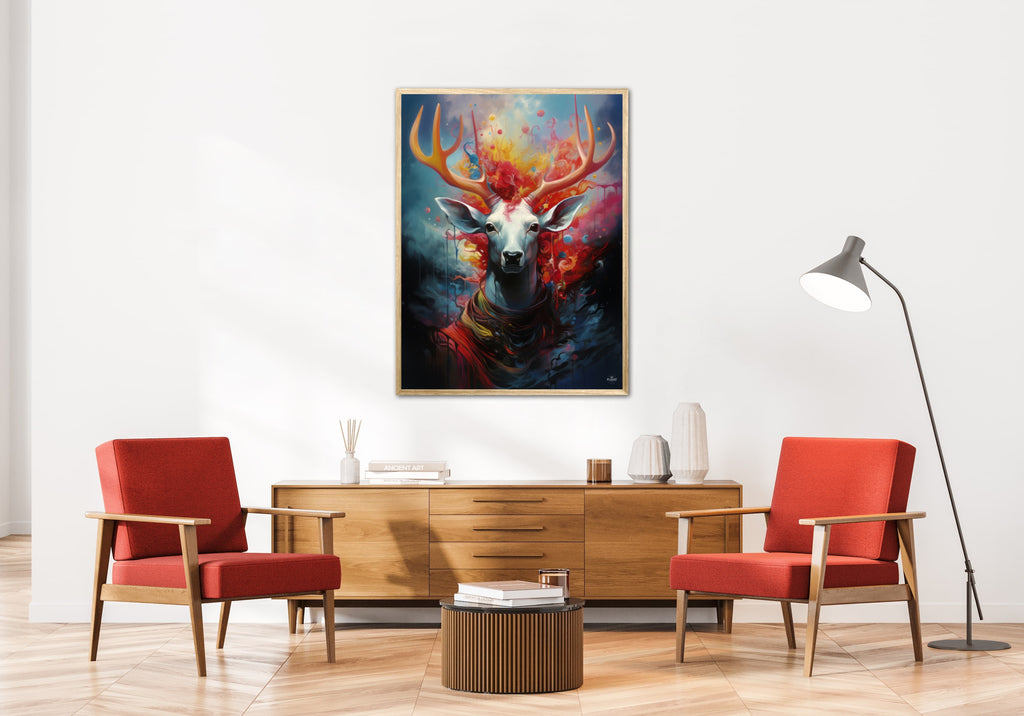 Nebulous Beauty Stag's Dynamic Pose - Plakat
