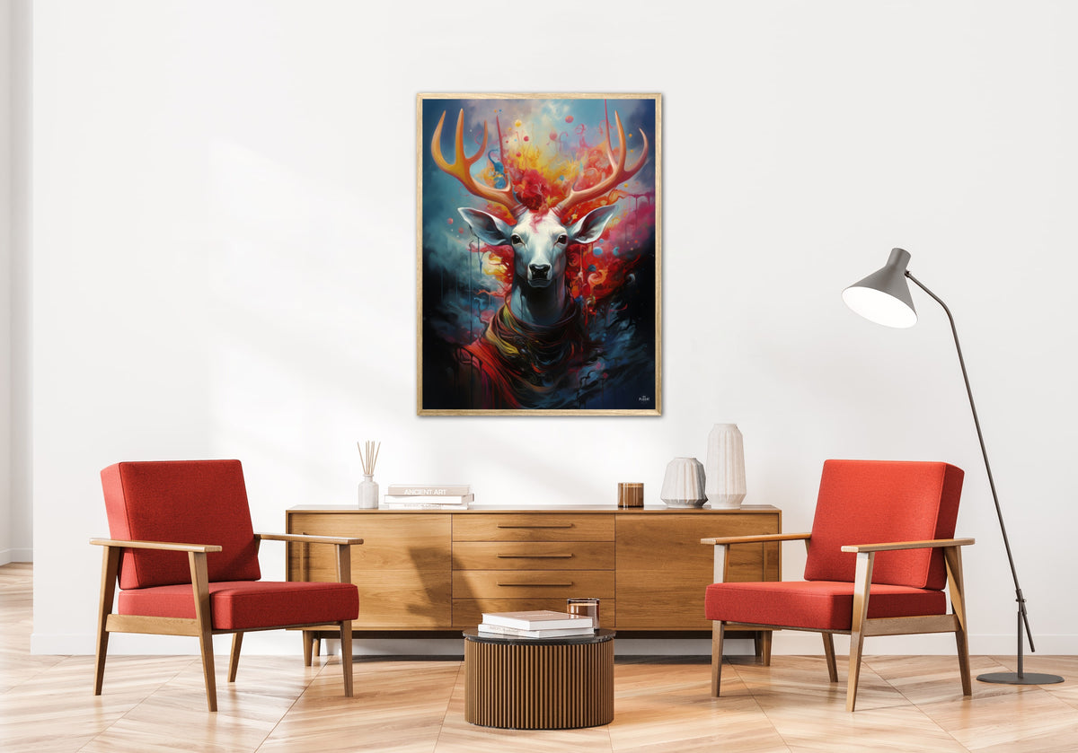 Nebulous Beauty Stag's Dynamic Pose - Plakat