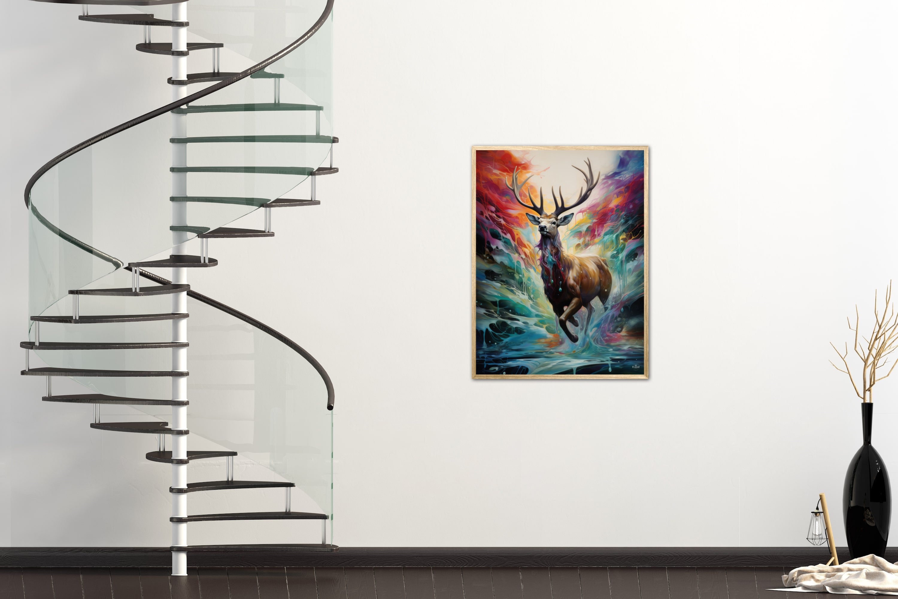 Majestic Stag in the Rainbow's Embrace - Plakat