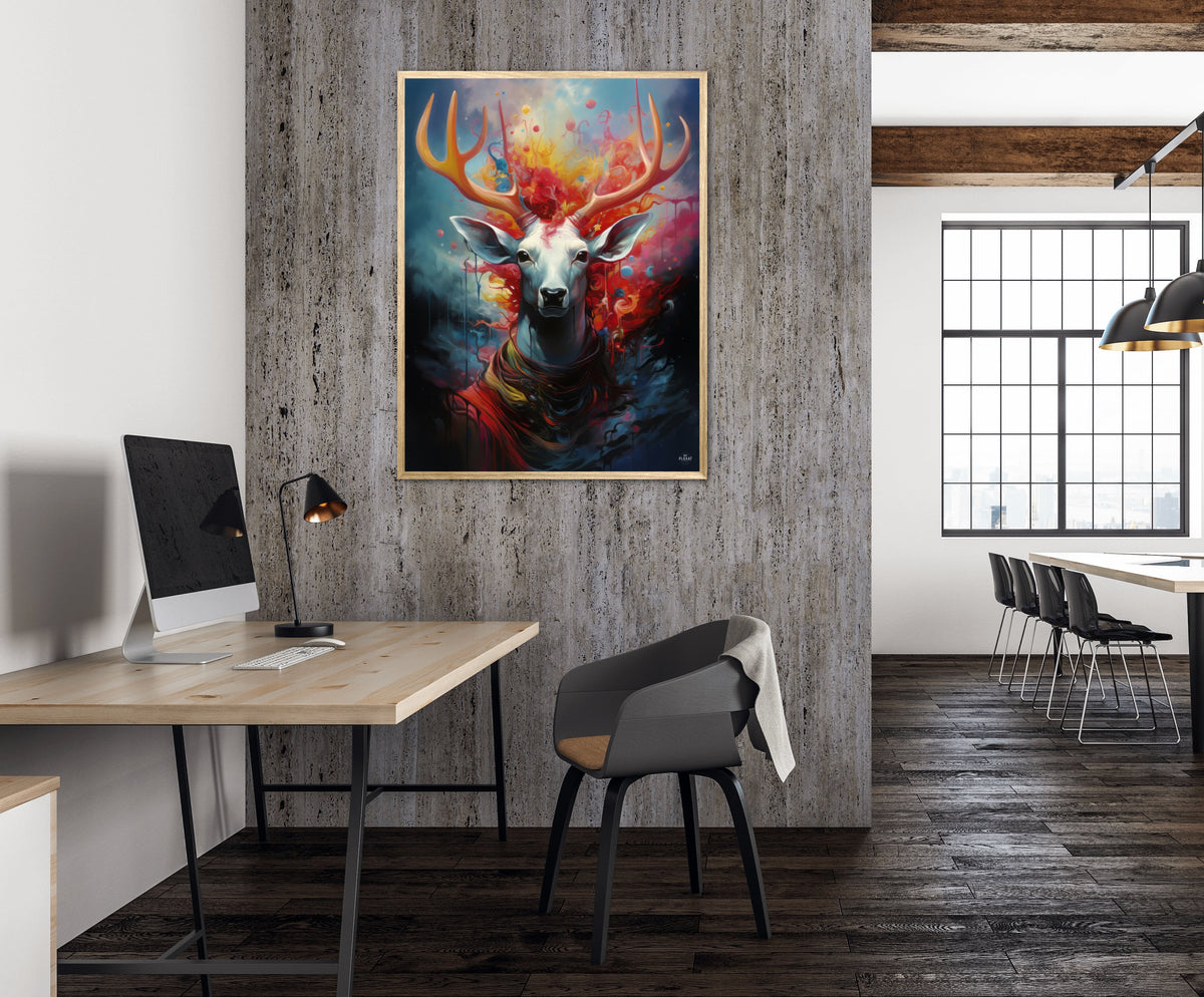 Nebulous Beauty Stag's Dynamic Pose - Plakat