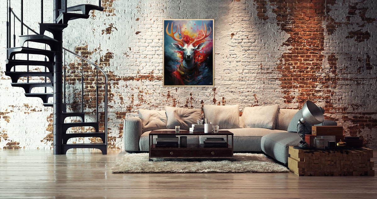 Nebulous Beauty Stag's Dynamic Pose - Plakat