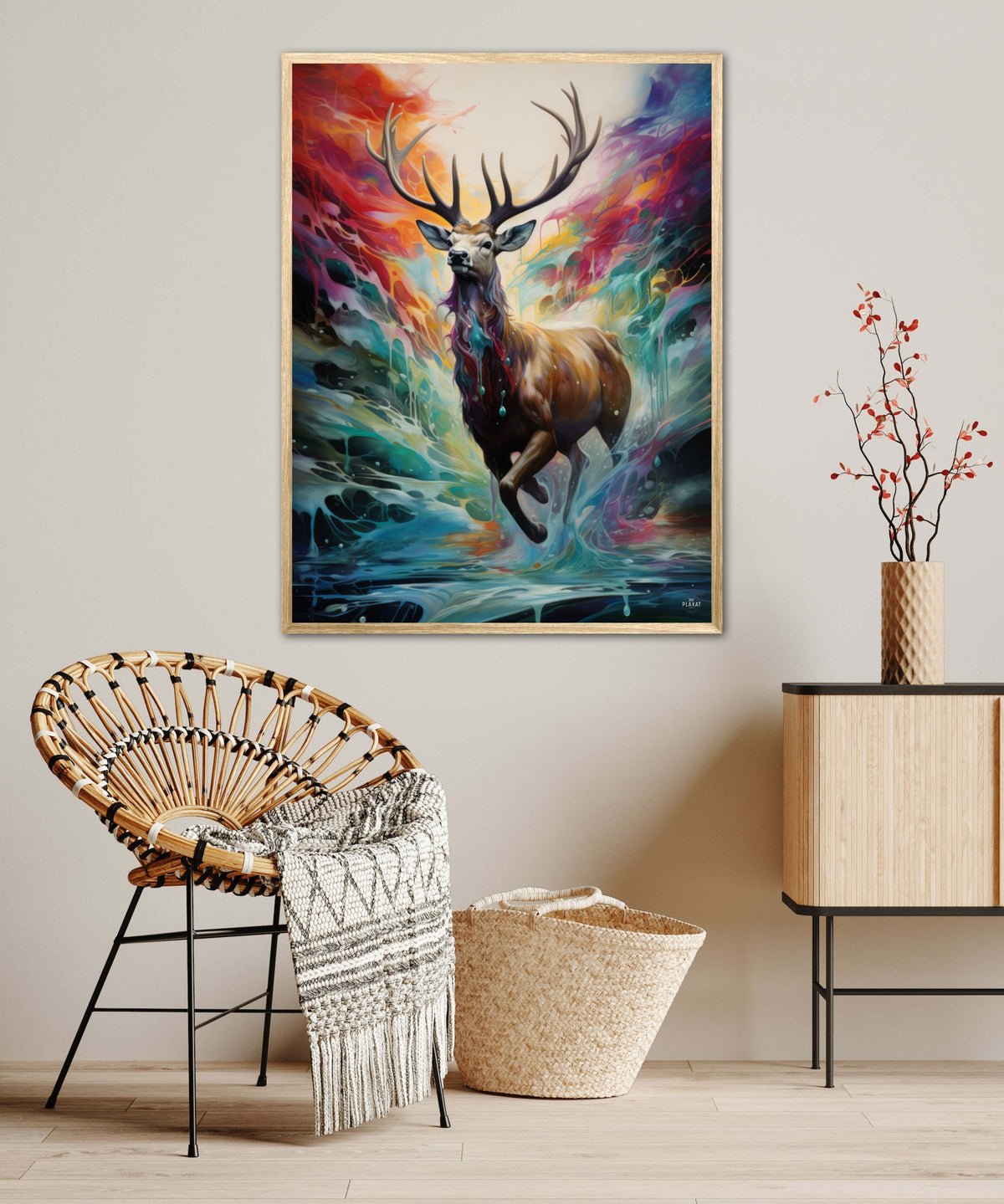 Majestic Stag in the Rainbow's Embrace - Plakat