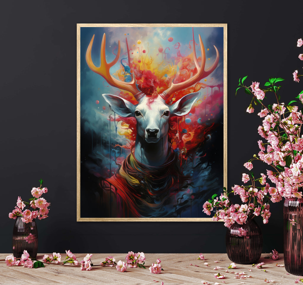 Nebulous Beauty Stag's Dynamic Pose - Plakat