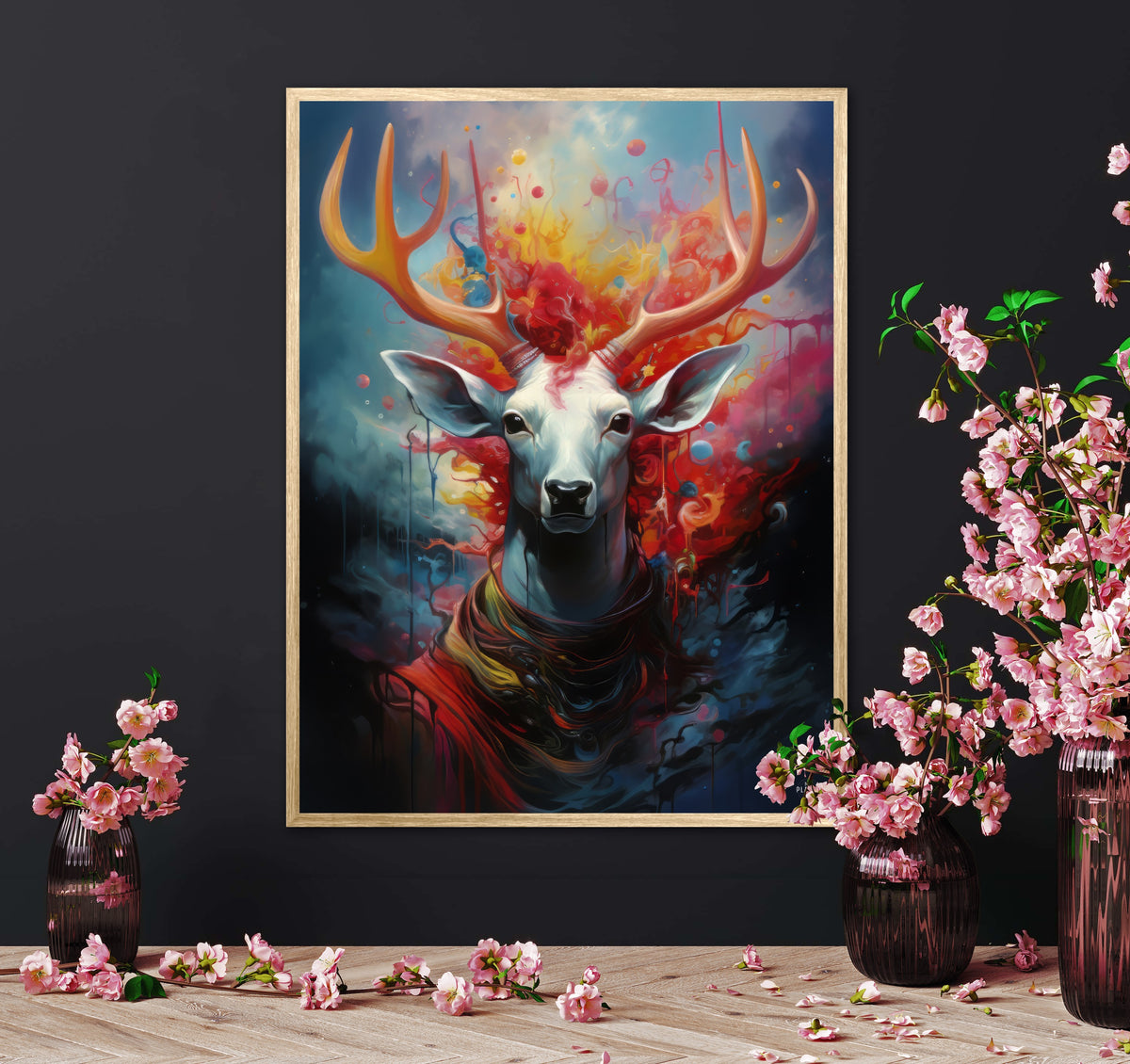 Nebulous Beauty Stag's Dynamic Pose - Plakat