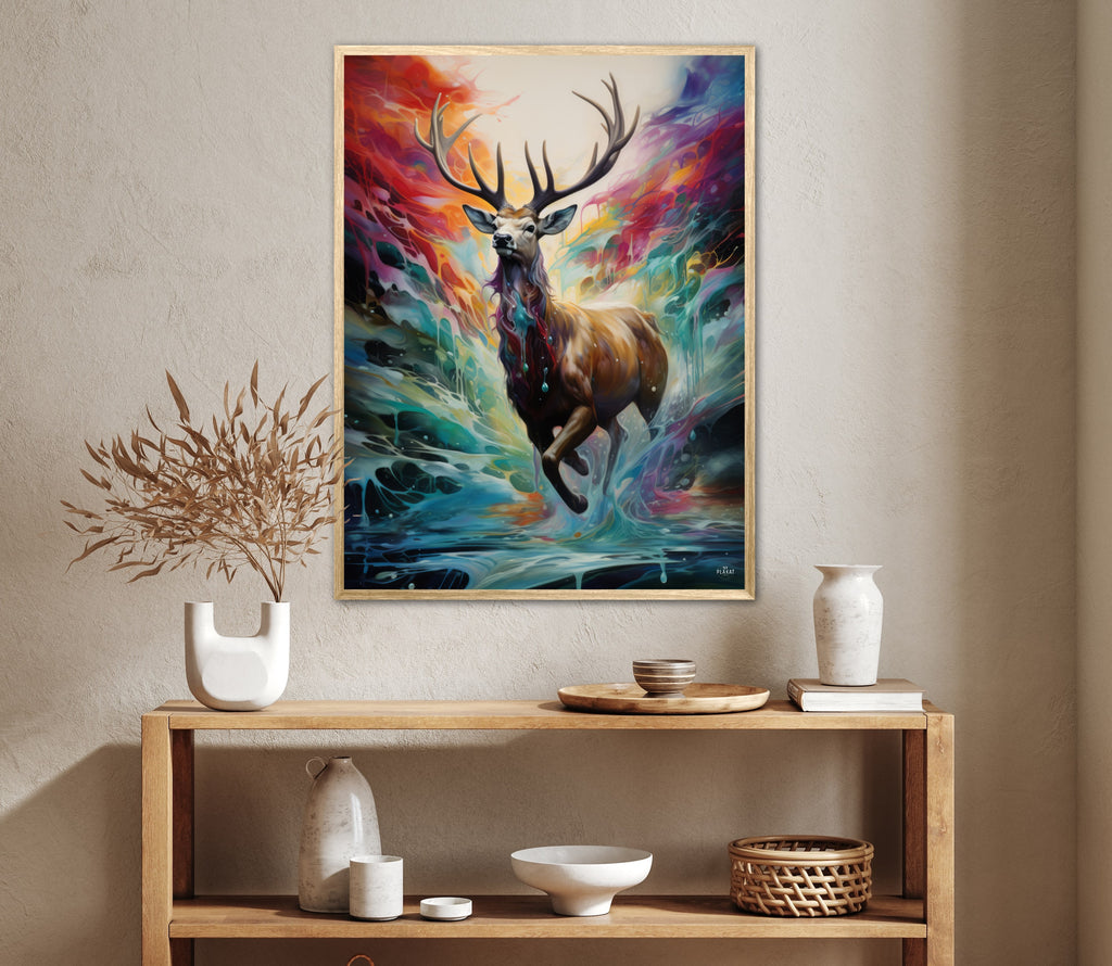 Majestic Stag in the Rainbow's Embrace - Plakat