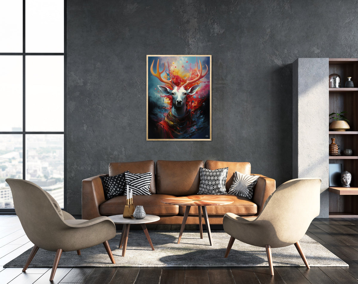 Nebulous Beauty Stag's Dynamic Pose - Plakat