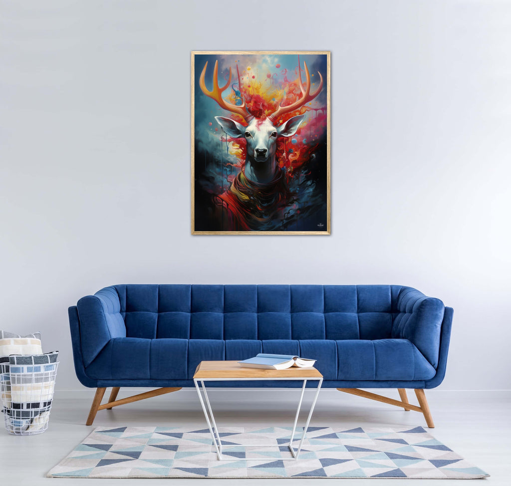 Nebulous Beauty Stag's Dynamic Pose - Plakat