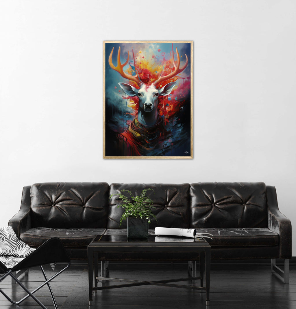 Nebulous Beauty Stag's Dynamic Pose - Plakat