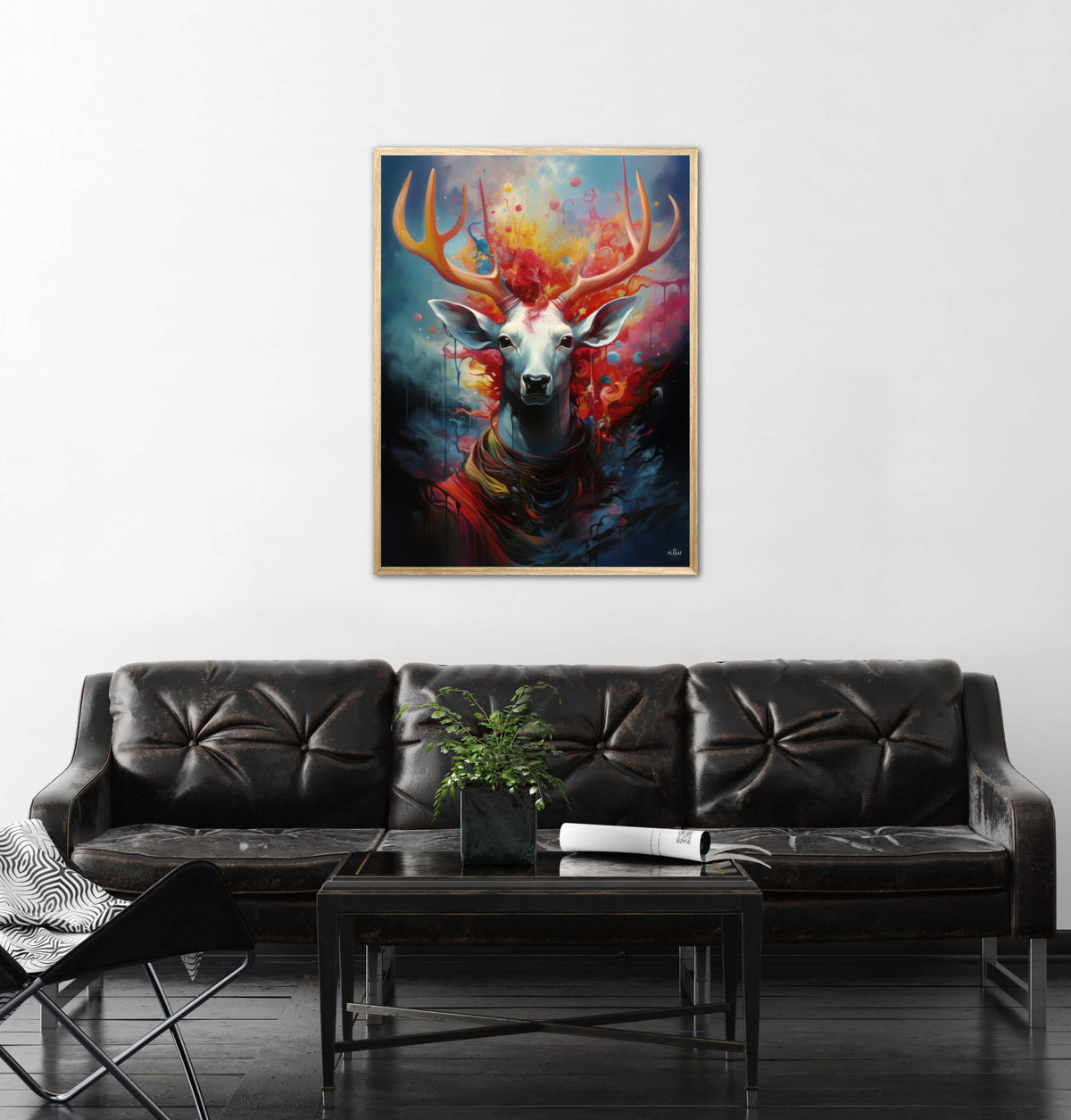 Nebulous Beauty Stag's Dynamic Pose - Plakat