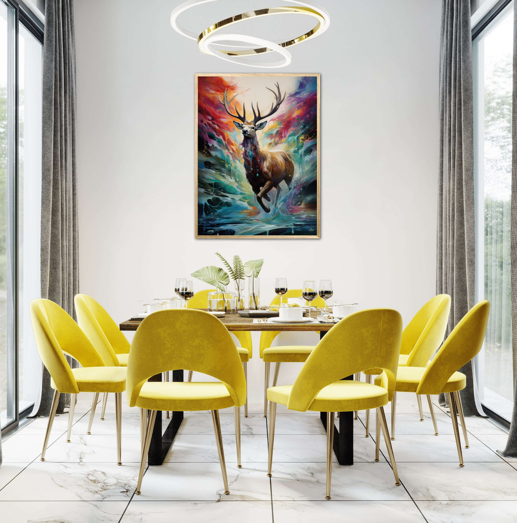 Majestic Stag in the Rainbow's Embrace - Plakat