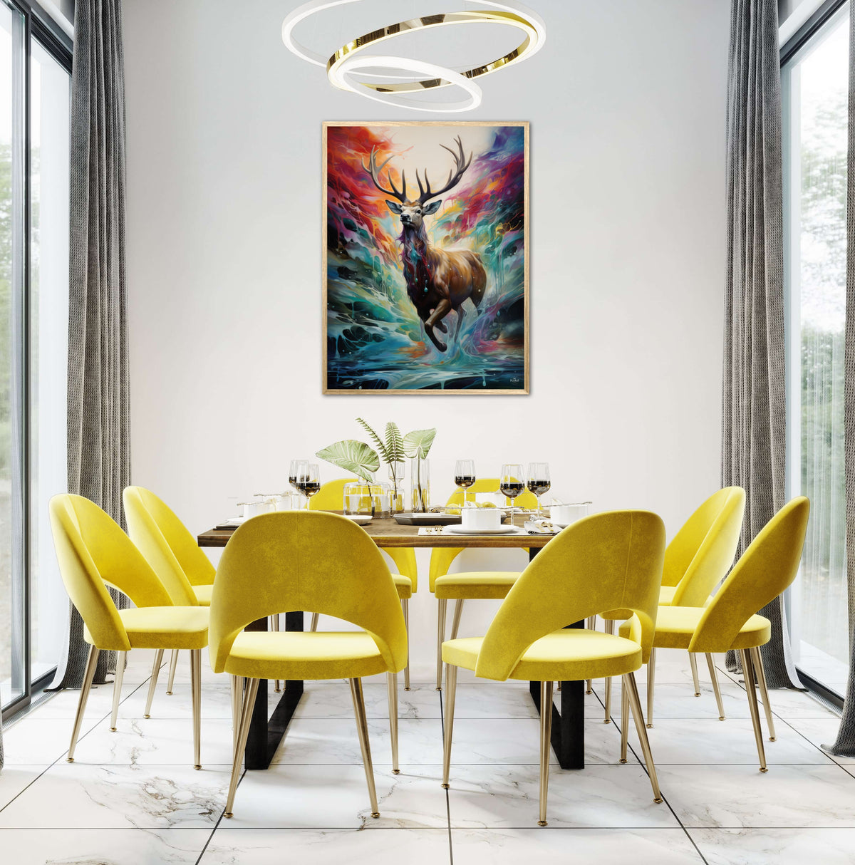 Majestic Stag in the Rainbow's Embrace - Plakat