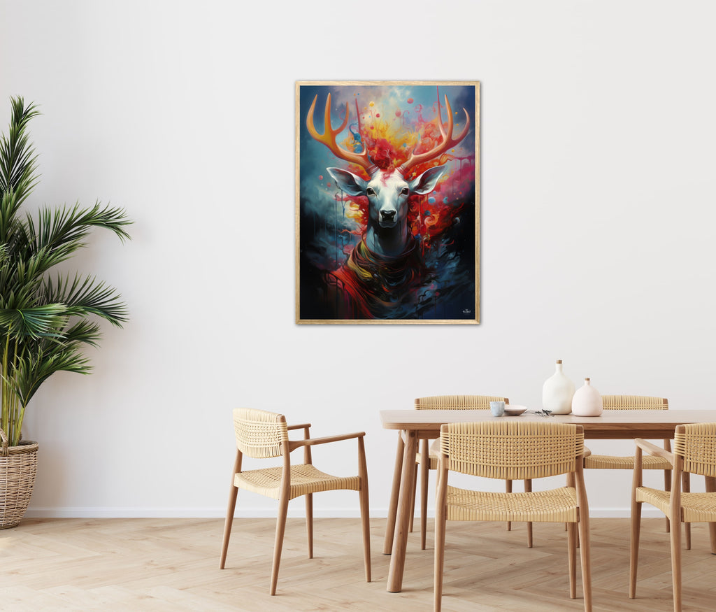 Nebulous Beauty Stag's Dynamic Pose - Plakat