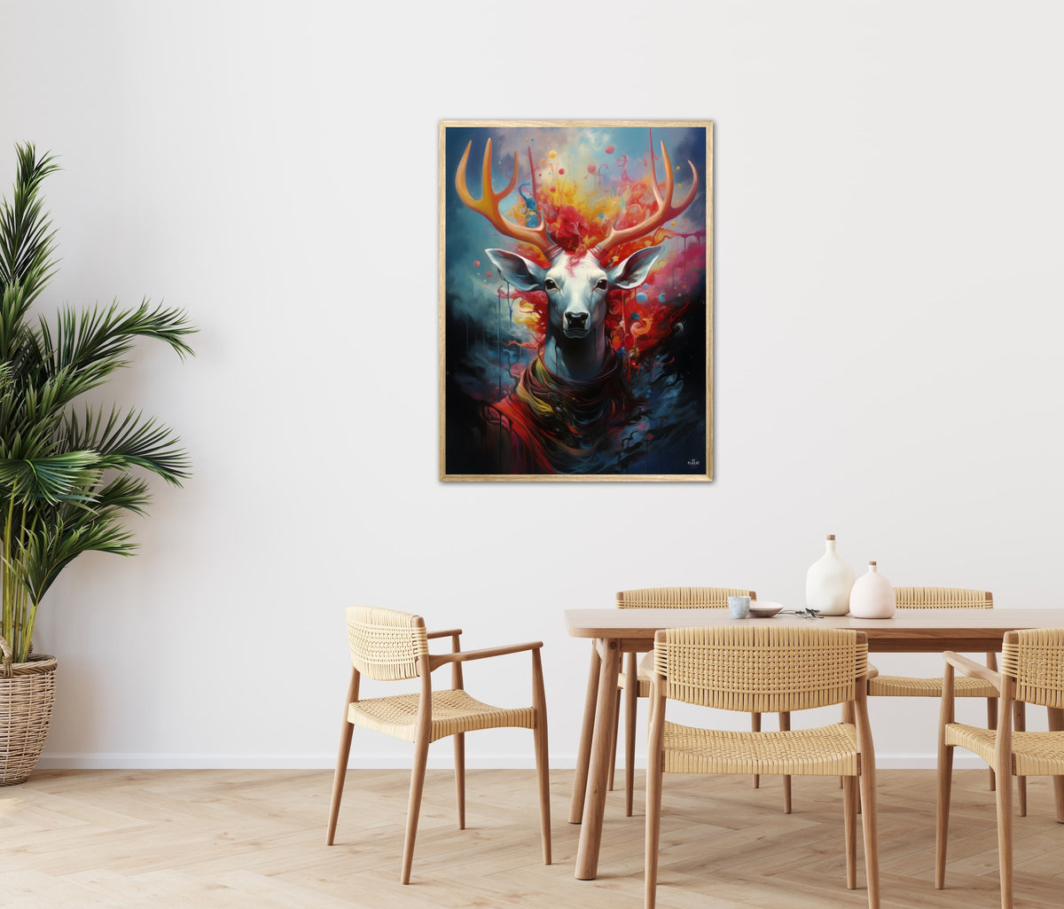 Nebulous Beauty Stag's Dynamic Pose - Plakat