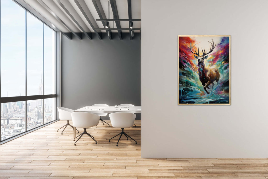 Majestic Stag in the Rainbow's Embrace - Plakat