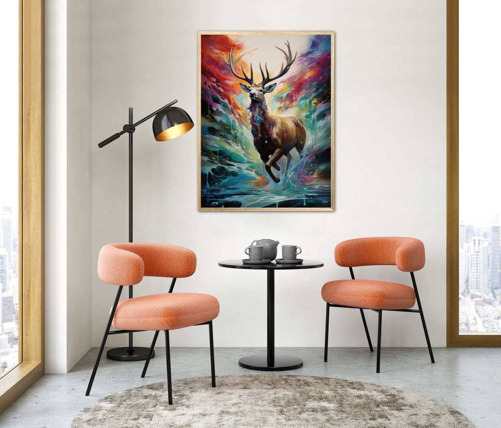 Majestic Stag in the Rainbow's Embrace - Plakat