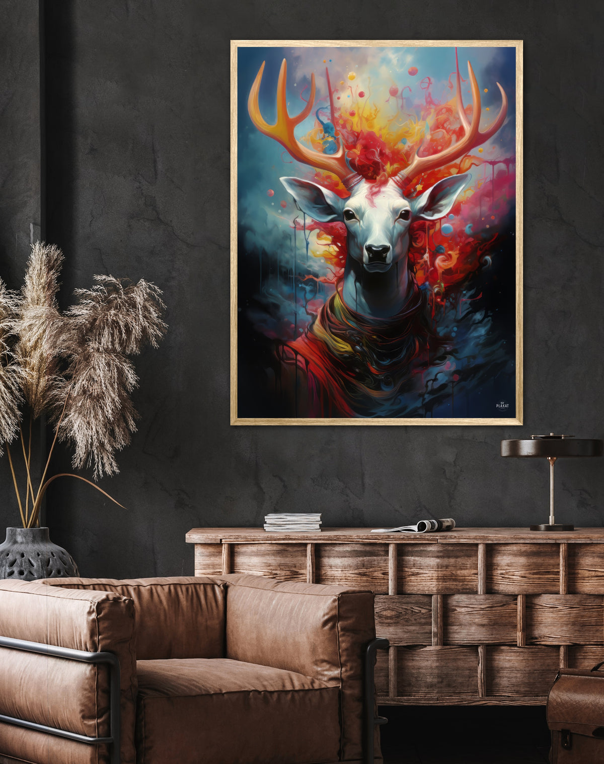 Nebulous Beauty Stag's Dynamic Pose - Plakat