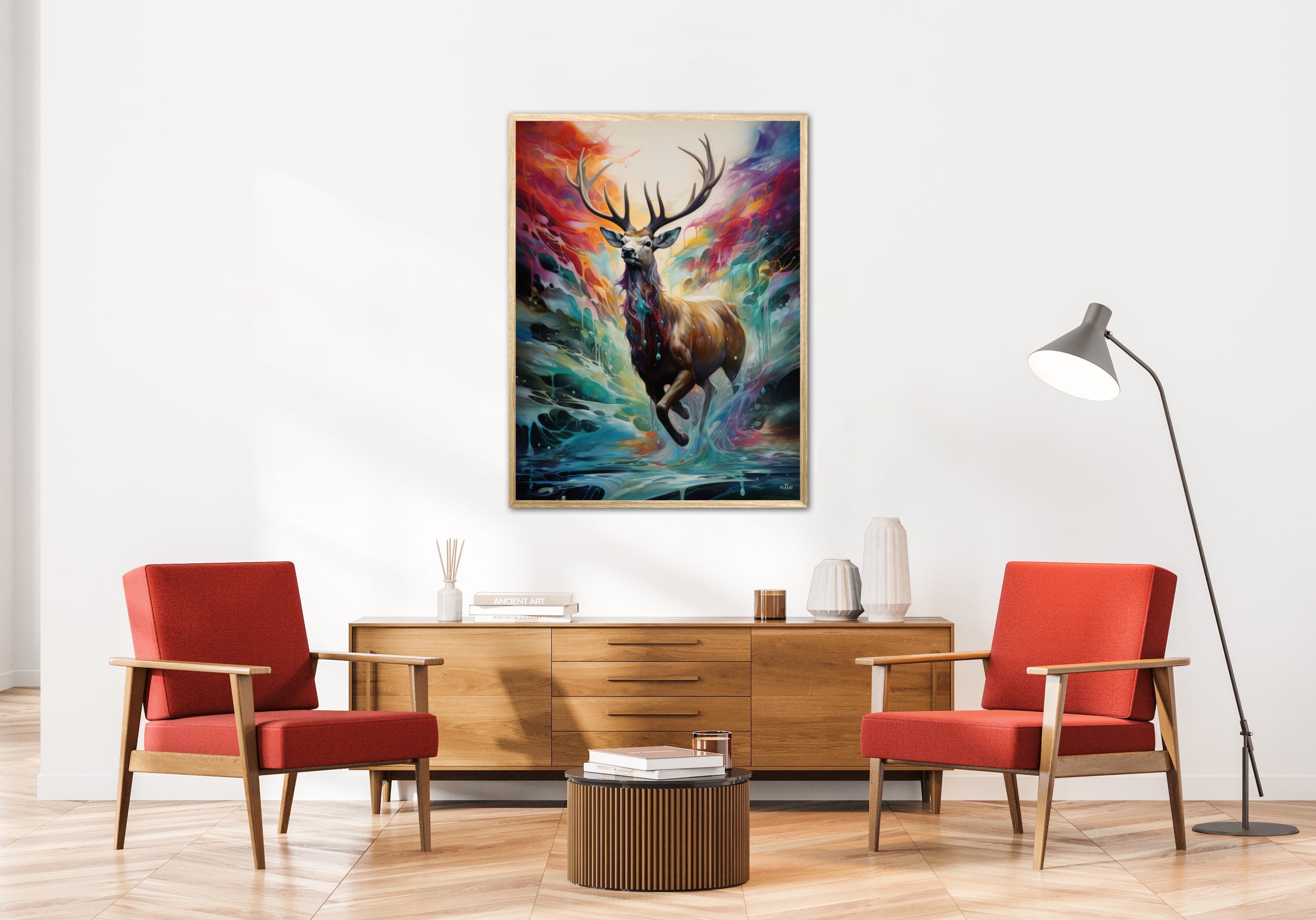 Majestic Stag in the Rainbow's Embrace - Plakat