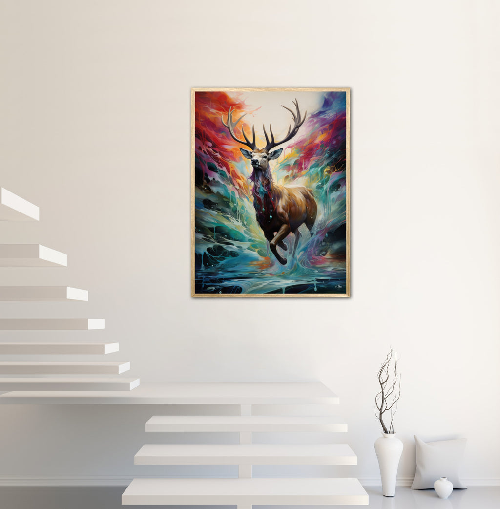 Majestic Stag in the Rainbow's Embrace - Plakat