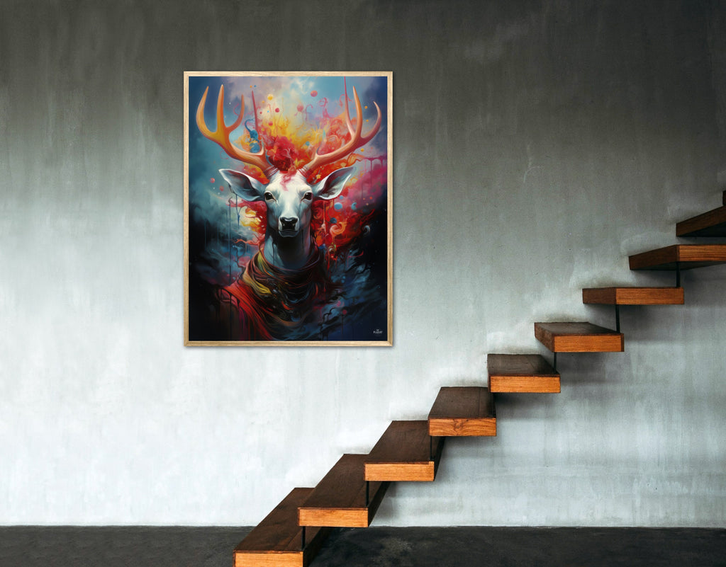 Nebulous Beauty Stag's Dynamic Pose - Plakat