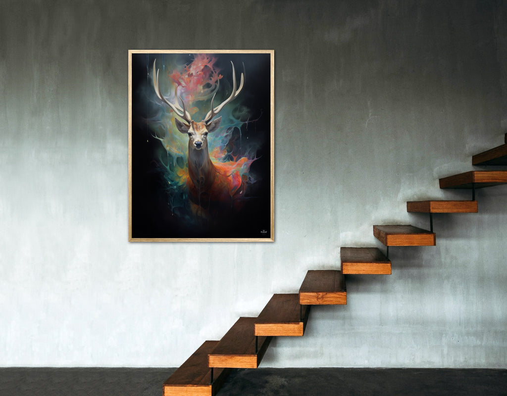Stag's Radiant Rainbow Journey - Plakat